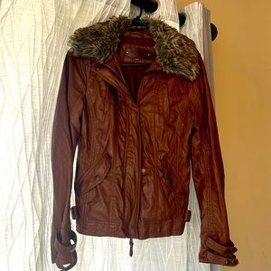 Charming Charlie Brown leather Jacket
